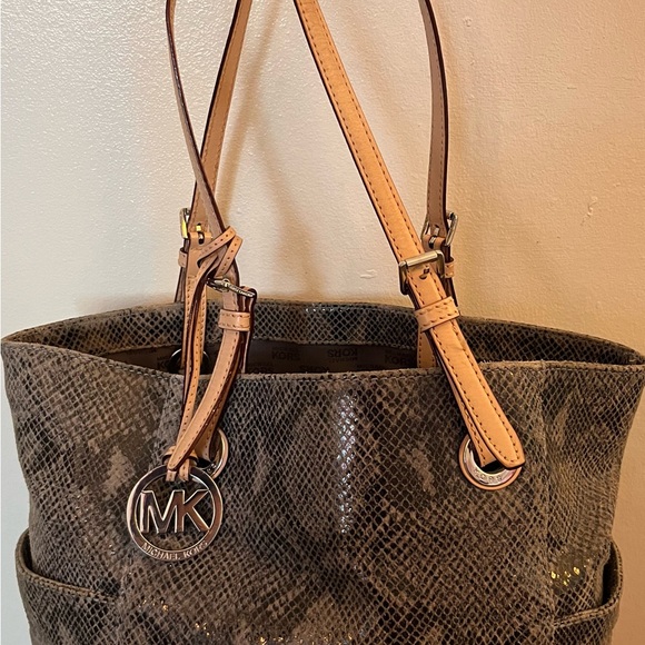 Michael Kors Tan Snake Print Tote - Picture 2 of 11
